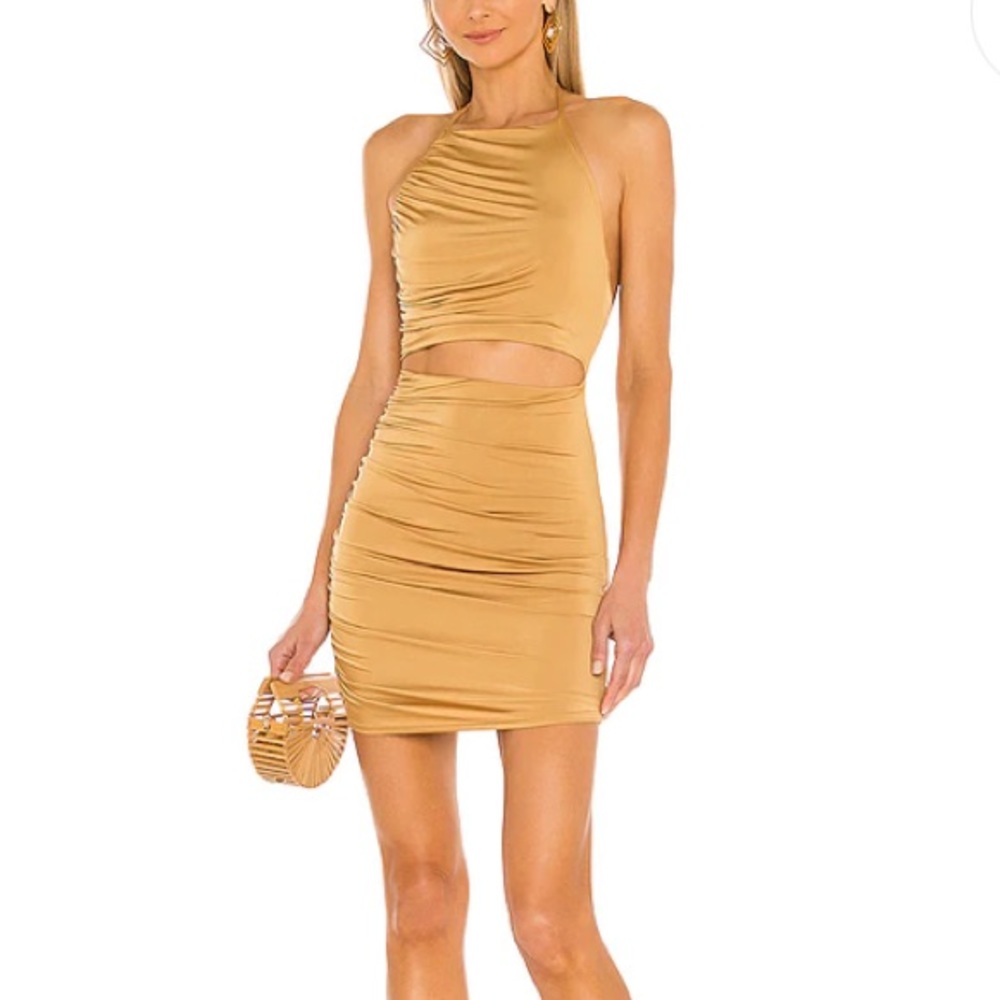 Revolve Lovers and Friends Gold 	Kris Mini Dress